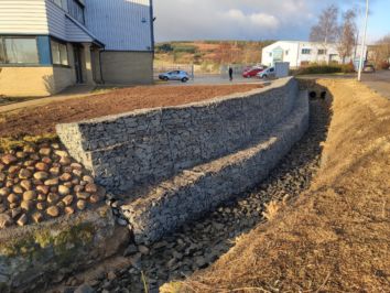Gabion wall structure at Hydratight premises